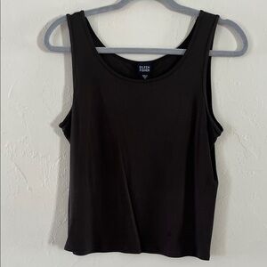 Eileen Fisher Silk Scoop Neck Tank Top Dark Dusty Gray Green